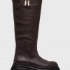 Γυναικεία Μπότες Δερμάτινες μπότες Karl Lagerfeld Danton χρώμα: καφέ