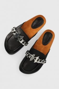 Γυναικεία Σαγιονάρες Δερμάτινες παντόφλες Karl Lagerfeld Odessa Kl χρώμα: μαύρο