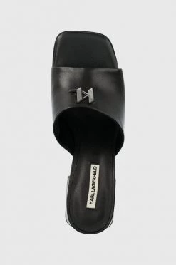 Γυναικεία Σαγιονάρες Δερμάτινες παντόφλες Karl Lagerfeld Volante χρώμα: μαύρο -Karl Lagerfeld Κατάστημα unnamed file 2019