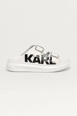 Γυναικεία Σαγιονάρες Δερμάτινες παντόφλες Karl Lagerfeld χρώμα: άσπρο