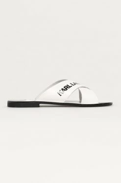 Γυναικεία Σαγιονάρες Δερμάτινες παντόφλες Karl Lagerfeld χρώμα: άσπρο