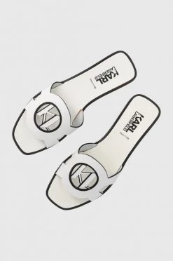 Γυναικεία Σαγιονάρες Δερμάτινες παντόφλες Karl Lagerfeld Skoot Ii χρώμα: άσπρο