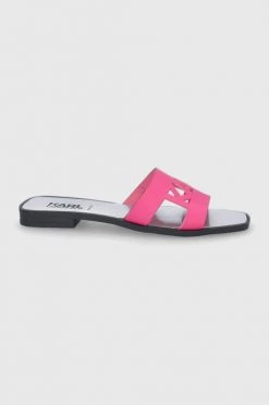 Γυναικεία Σαγιονάρες Karl Lagerfeld - Δερμάτινες παντόφλες Karl Lagerfeld - Δερμάτινες παντόφλες φούξια