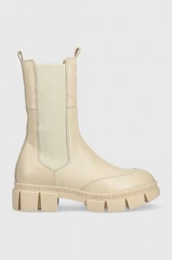 Γυναικεία Μποτάκια Δερμάτινες μπότες τσέλσι Karl Lagerfeld Aria χρώμα: μπεζ