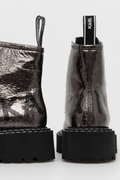 Γυναικεία Μποτάκια Δερμάτινα Workers Karl Lagerfeld χρώμα: ασημί -Karl Lagerfeld Κατάστημα unnamed file 952